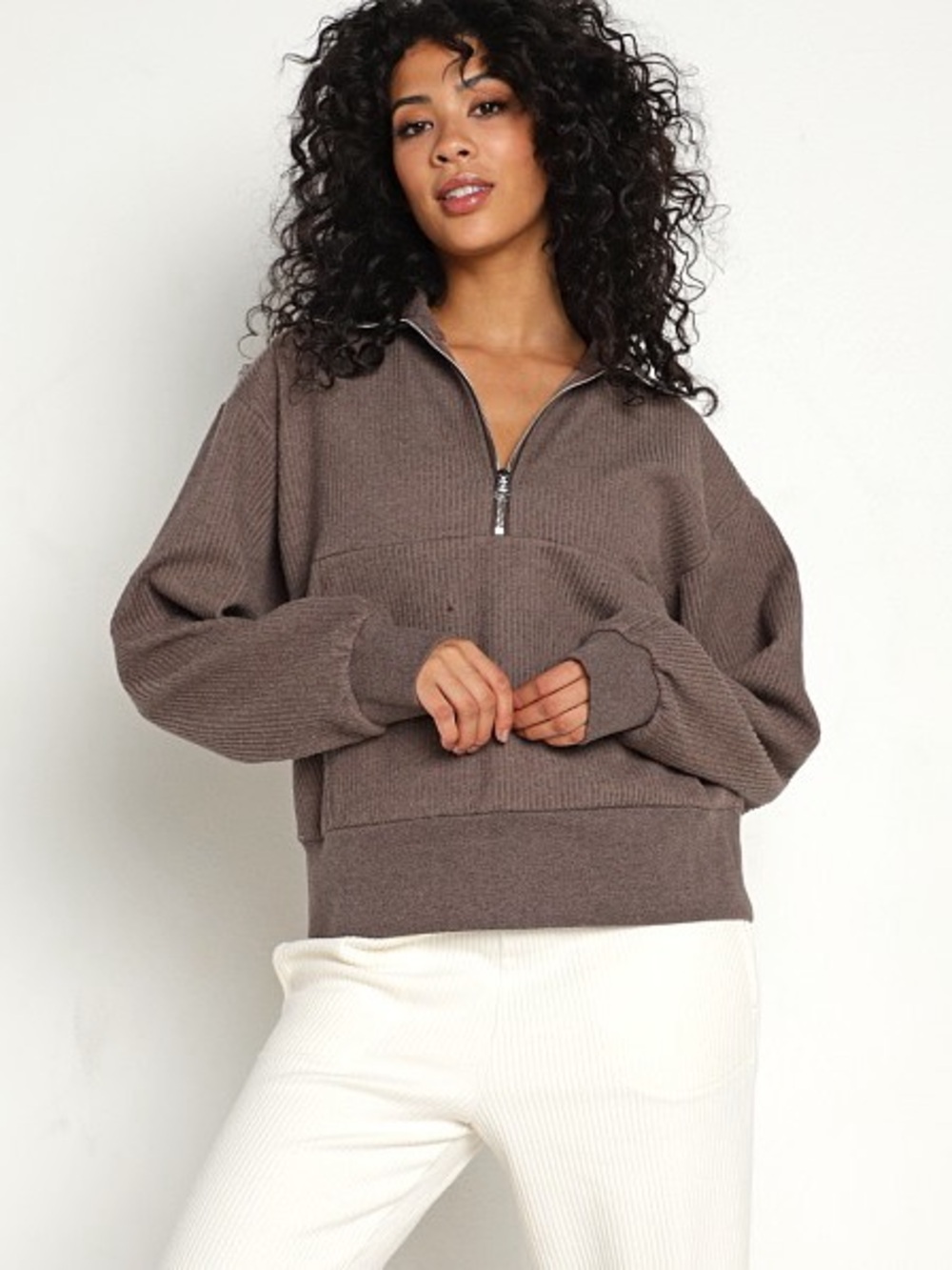 Varley Cyrus Half Zip Chocolate